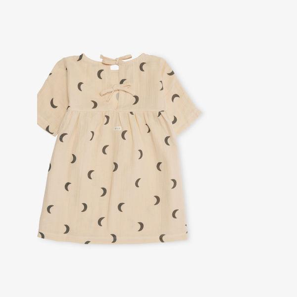 Платье Organic Zoo Pebble Bella из органического муслина с принтом для девочек 1-4 года, бежевый — фото 3