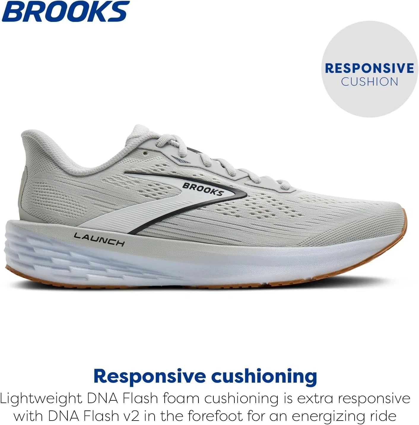 Мужские беговые кроссовки Brooks Launch 12 нейтрального цвета, Oyster White Phantom — фото 2