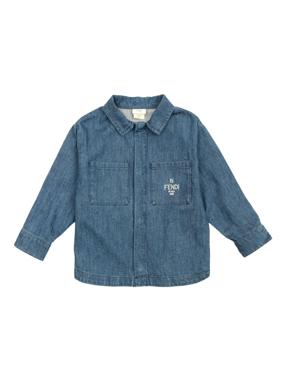

Джинсовая рубашка с вышивкой FENDI KIDS, синий