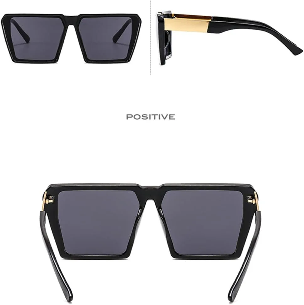 

Солнцезащитные очки большого размера 2027 года для женщин, двухцветные, винтажные, мужские солнцезащитные очки с защитой от УФ-излучения UV400 MTZJH, Black