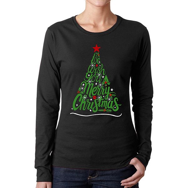 

Футболка с длинным рукавом с принтом We wish you a merry christmas La Pop Art, Black, Черный, Футболка с длинным рукавом с принтом We wish you a merry christmas La Pop Art, Black