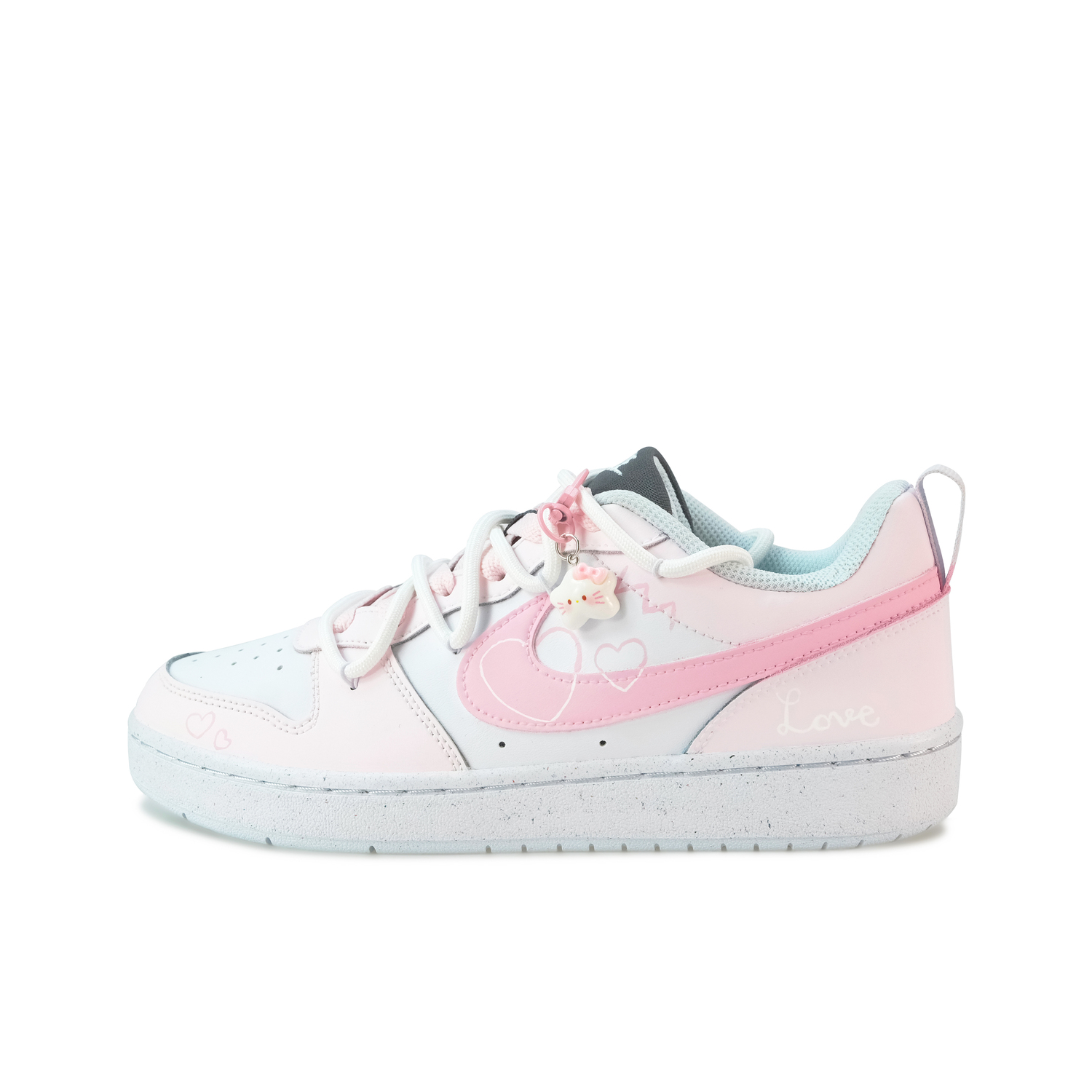 

Nike Кроссовки для скейтбординга Court Borough Heartbeat Pink Slip Resistant с амортизацией, низкие, для детей и подростков, розовые