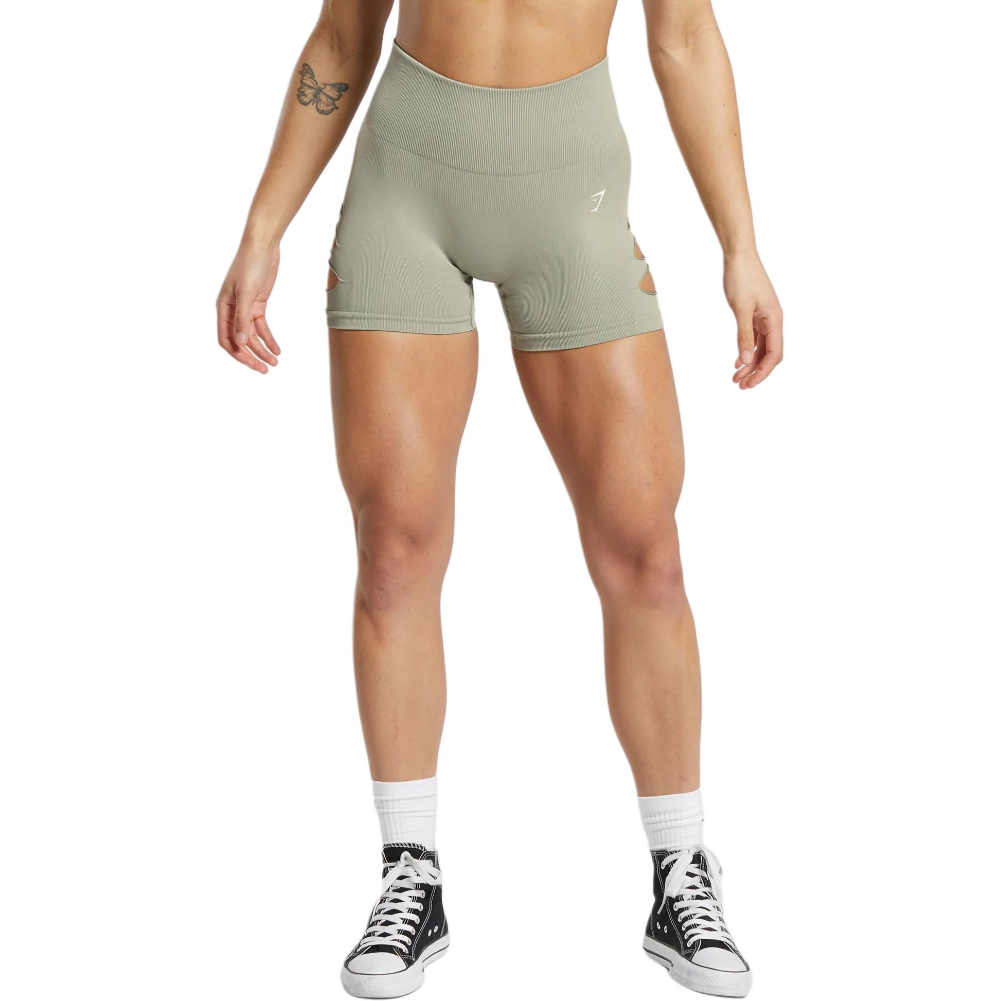 

GYMSHARK Спортивные шорты женские розово-зеленые меловые