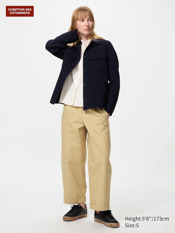

Хлопковые мешковатые брюки Uniqlo, 32 beige