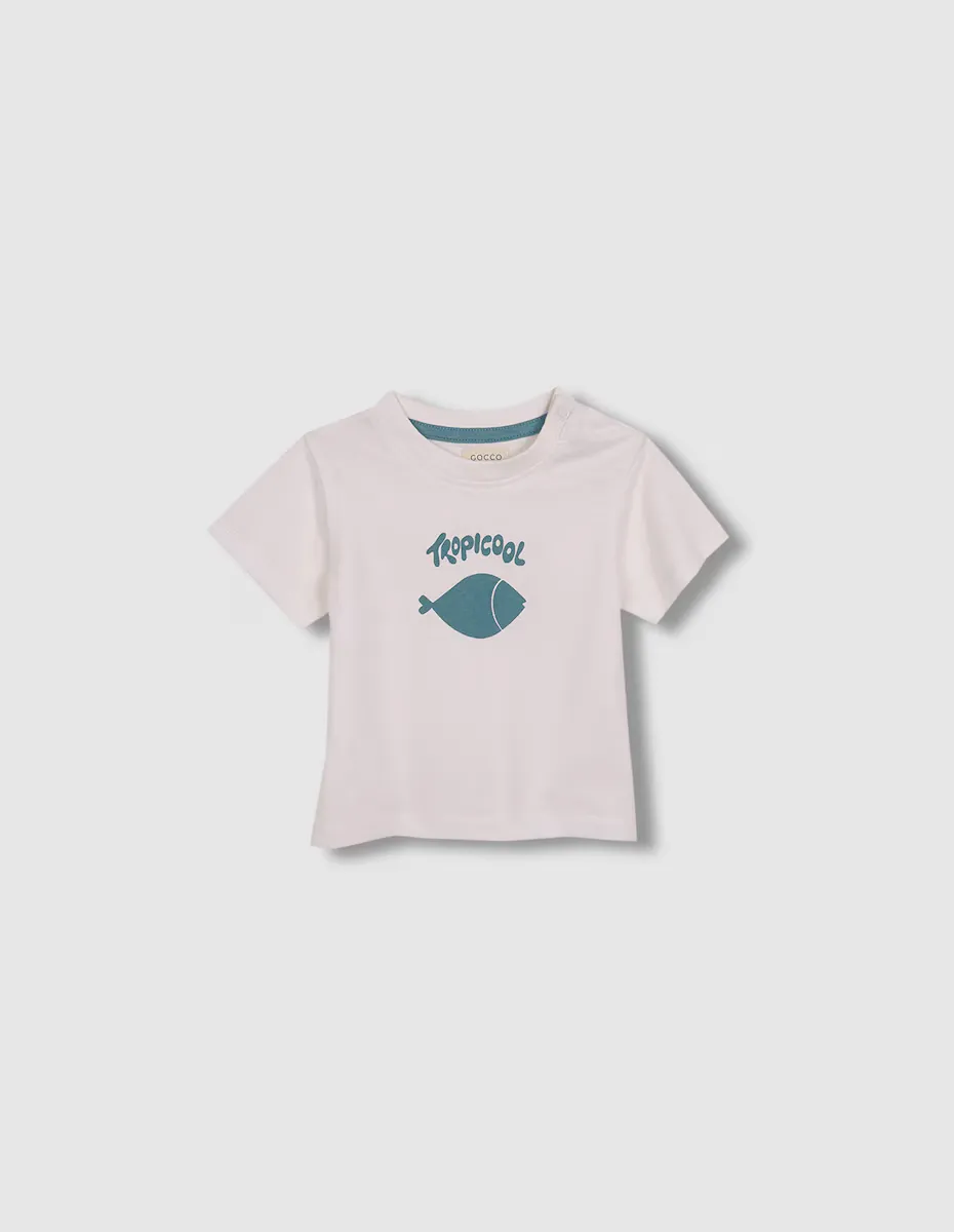 

Baby boy футболка с коротким рукавом и узором спереди Gocco, белый