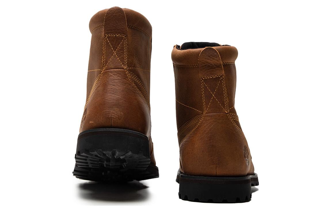 Мужские уличные ботинки Timberland с логотипом и шнуровкой, коричневый — фото 4