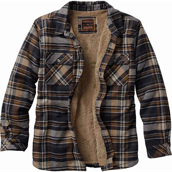 

Мужская рубашка-куртка buck commander deerfield flannel с подкладкой berber Legendary Whitetails, Midnight Storm Plaid