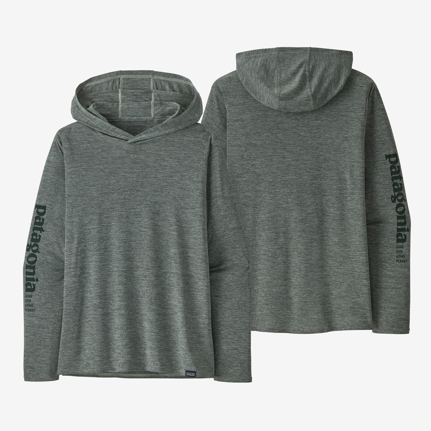 

Женская толстовка с рисунком Capilene Cool на каждый день Patagonia, цвет Mission Text Logo: Sleet Green X-Dye