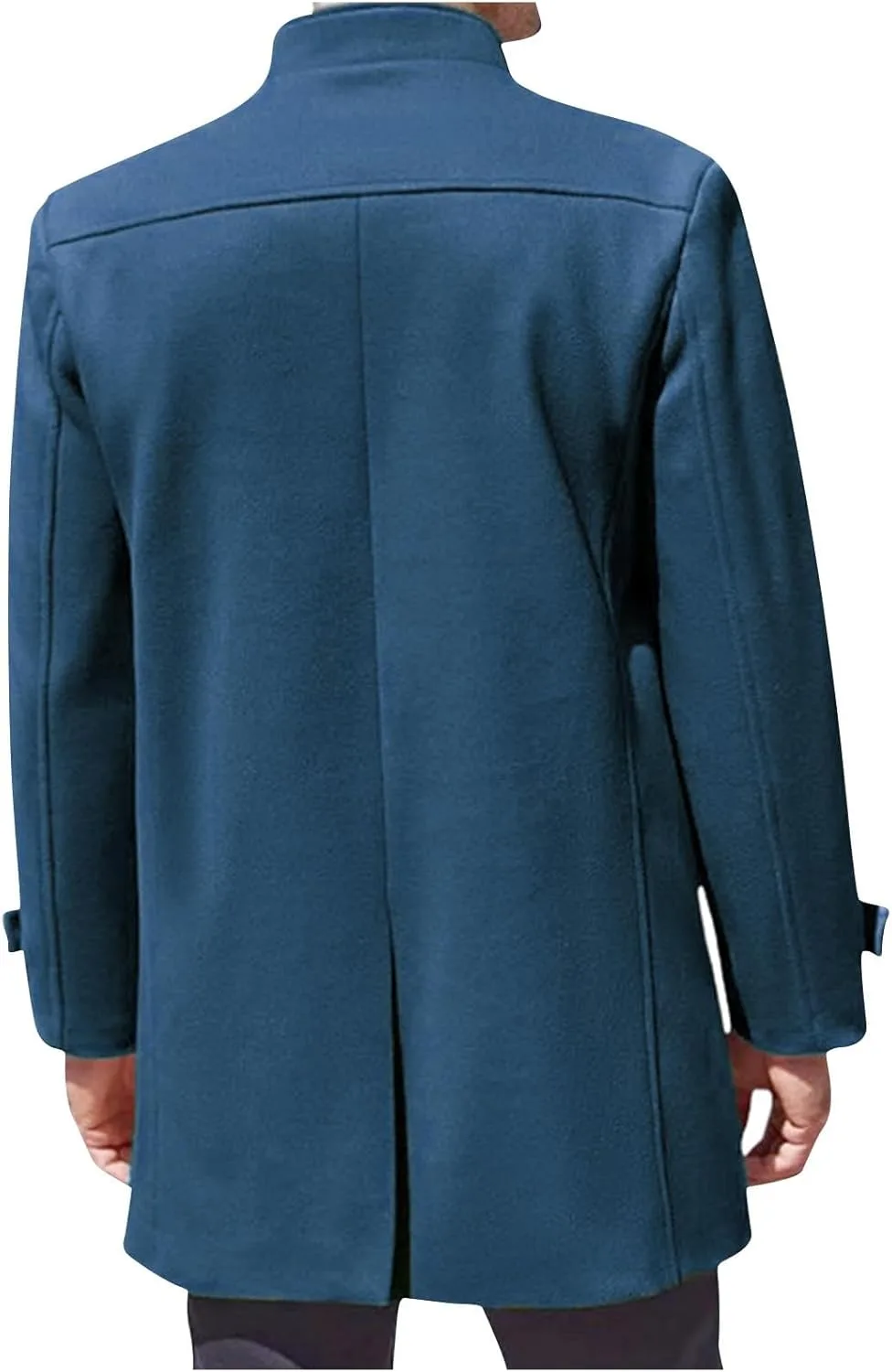 Тренчкот мужской из шерстяной смеси Stand Collar Single Breasted Casual Business Jackets Generic, синий — фото 4