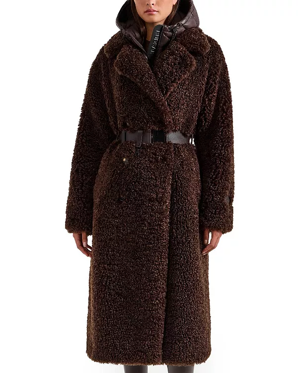 

Длинная плюшевая куртка Тины со съемным капюшоном-пуховиком. Rudsak, коричневый