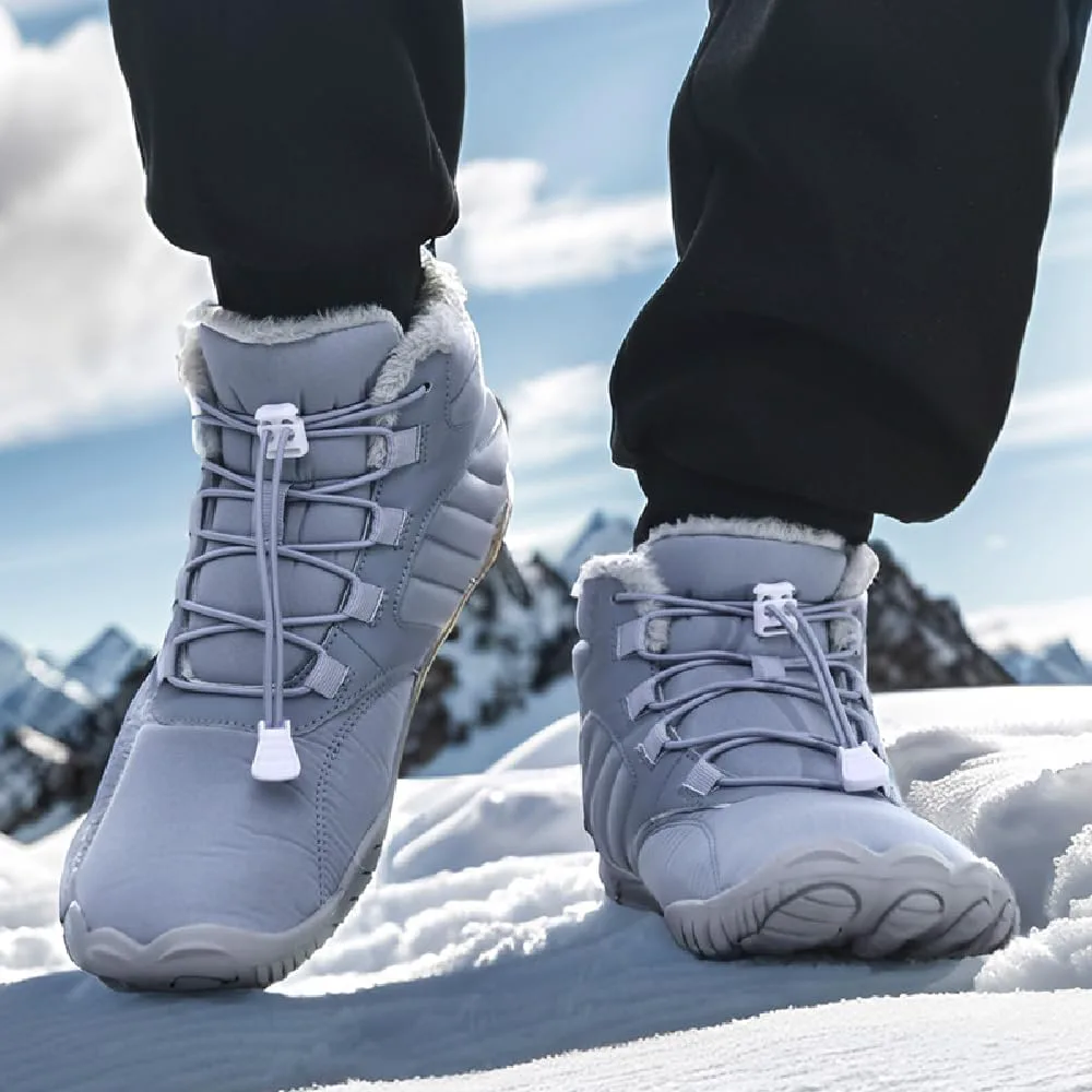 Зимние теплые ботинки Asifn Mens Barefoot с меховой подкладкой для походов, минималистичные, водонепроницаемые, противоскользящие хлопковые обувь, светло-голубой — фото 4