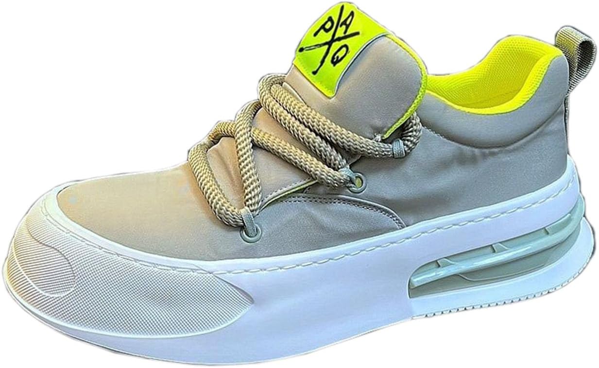 

Мужские кроссовки на платформе с дышащей тканью и эластичной лентой, прогулочные, в стиле скейт для ходьбы и походов Lanverth, зеленый