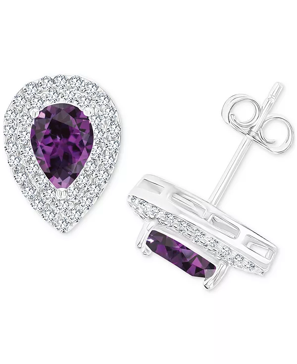 

Серьги-Гвоздики с аметистом (1-1/5 карата tw) и выращенным в лаборатории белым сапфиром (1/2 карата tw) в форме груши, украшенные гало из стерлингового серебра (также с другими камнями, отмеченными знаком зодиака) Macy'S, alexandrite