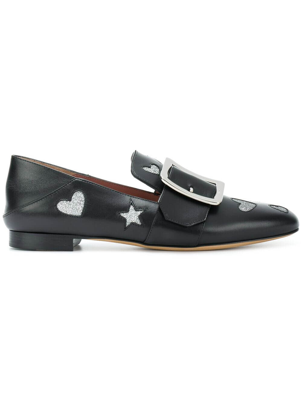 Женские черные кожаные лоферы Bally Janelle Hearts 6221029, мультиколор