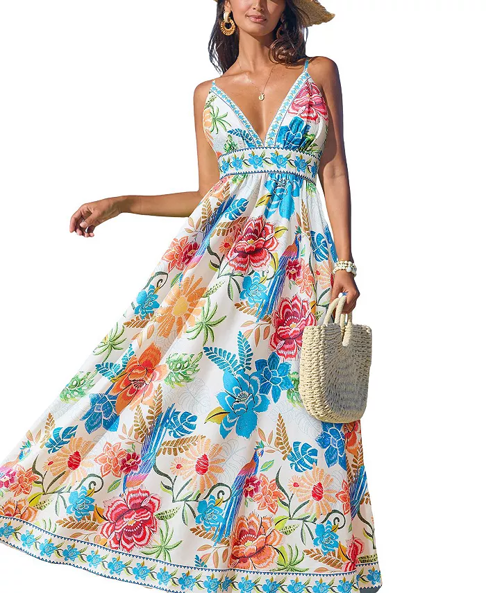 

Женское яркое пляжное платье Oasis Tropical Maxi Cupshe, синий