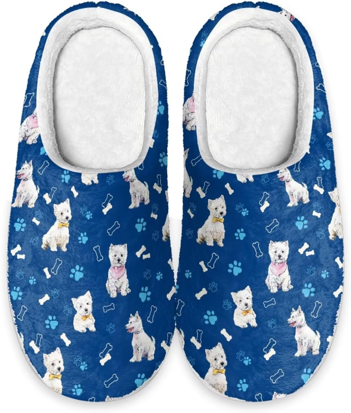 

Домашние тапочки Lotusorchid для женщин, с эффектом памяти, теплые мягкие тапочки, шлепанцы без задника, для дома и улицы, Blue - West Highland White Terrier
