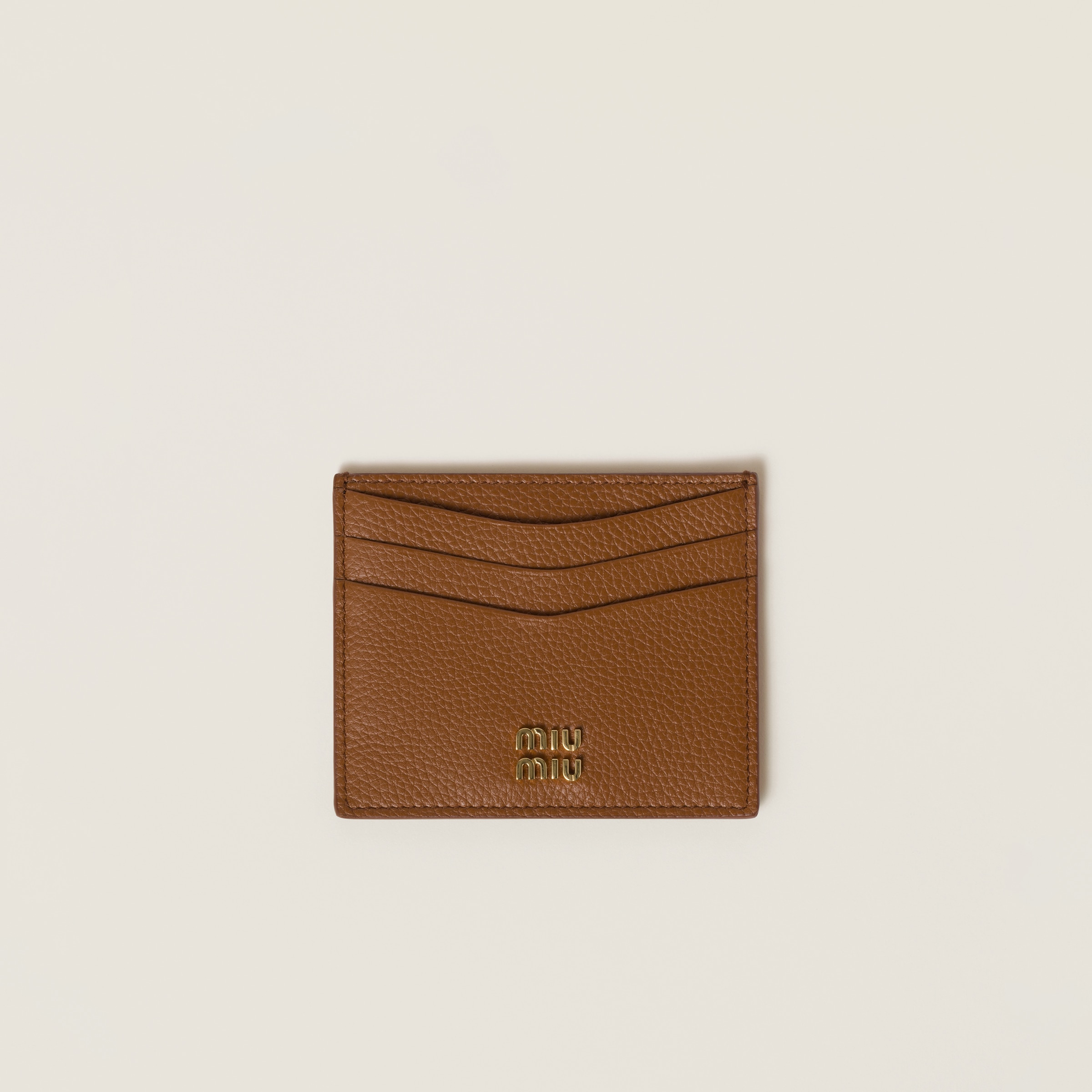

Кожаный держатель для карт MIU MIU, коньячный