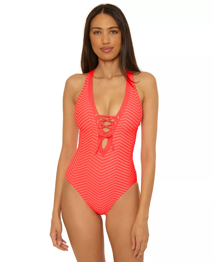 

Женский слитный купальник Connect Corset со шнуровкой Becca, красный