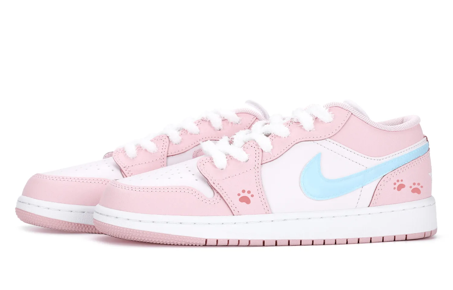 Jordan Кроссовки Air 1 Low top для детей, баскетбольные, сине-розовые — фото 4