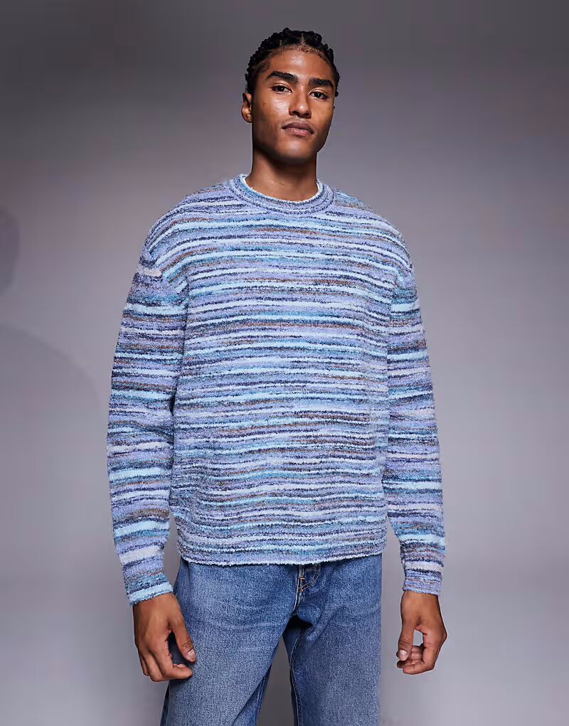 

Объемный фактурный трикотажный джемпер в синюю полоску Asos Design
