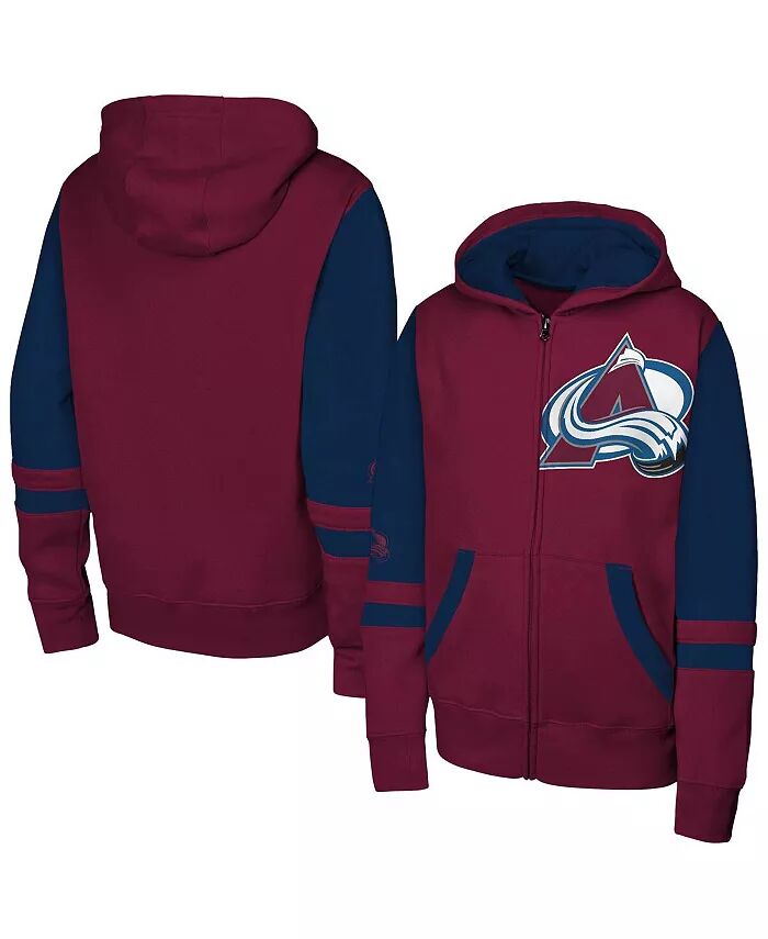 

Толстовка с капюшоном Colorado Avalanche Face Off на молнии для больших мальчиков и девочек бордового цвета Outerstuff