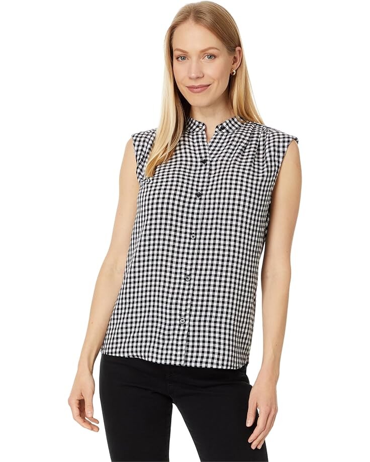 

Топ NIC+ZOE Drapey Gingham Tank, черный мульти