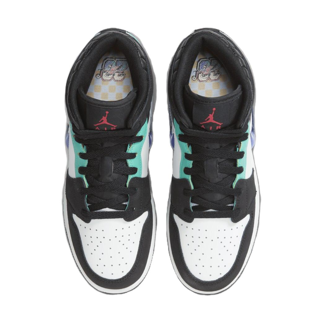 Детские баскетбольные кроссовки Air 1 Mid-Top с противоскользящей и износостойкой подошвой черно-белые Jordan Kids — фото 3