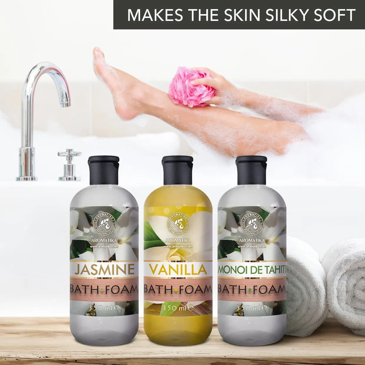 Набор пены для ванны Vanilla, Jasmine & Monoi de Tahiti, 3 x 350 мл Aromatika Trust The Power Of Nature — фото 3