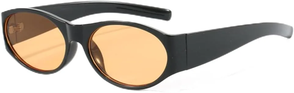 

Модные простые овальные солнцезащитные очки для женщин, универсальные очки для повседневной носки, защитные солнцезащитные очки для женщин MTZJH, Black Orange