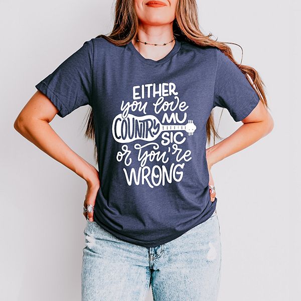 

Футболка Love country music с коротким рукавом Simply Sage Market, Heather Navy