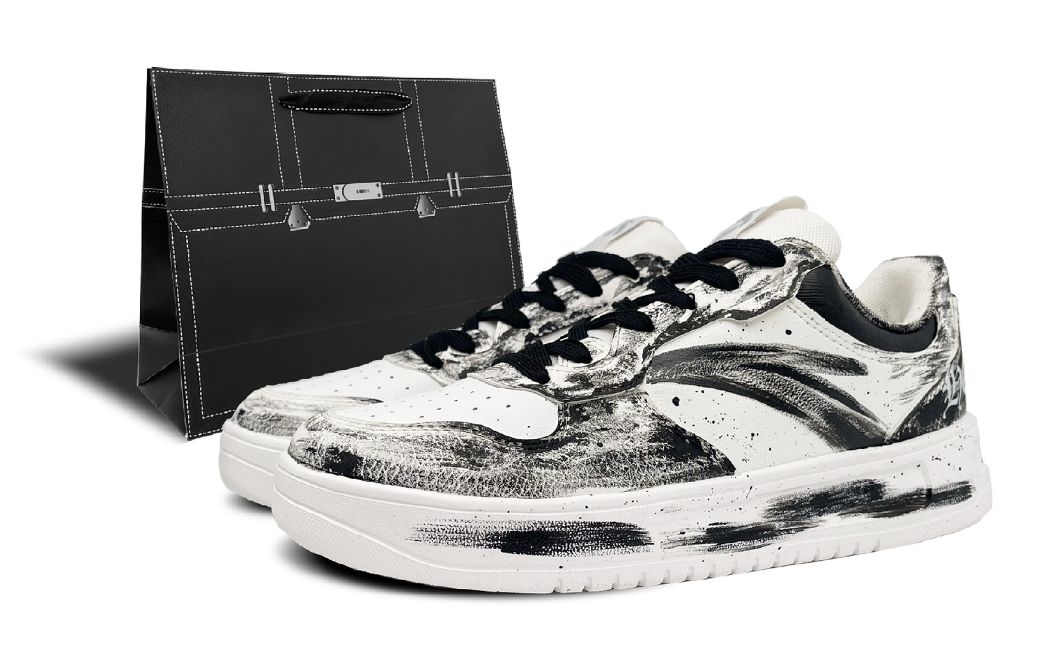 

Легкие нескользящие амортизирующие низкие кроссовки для скейтбординга мужские ANTA, черный белый (box included)