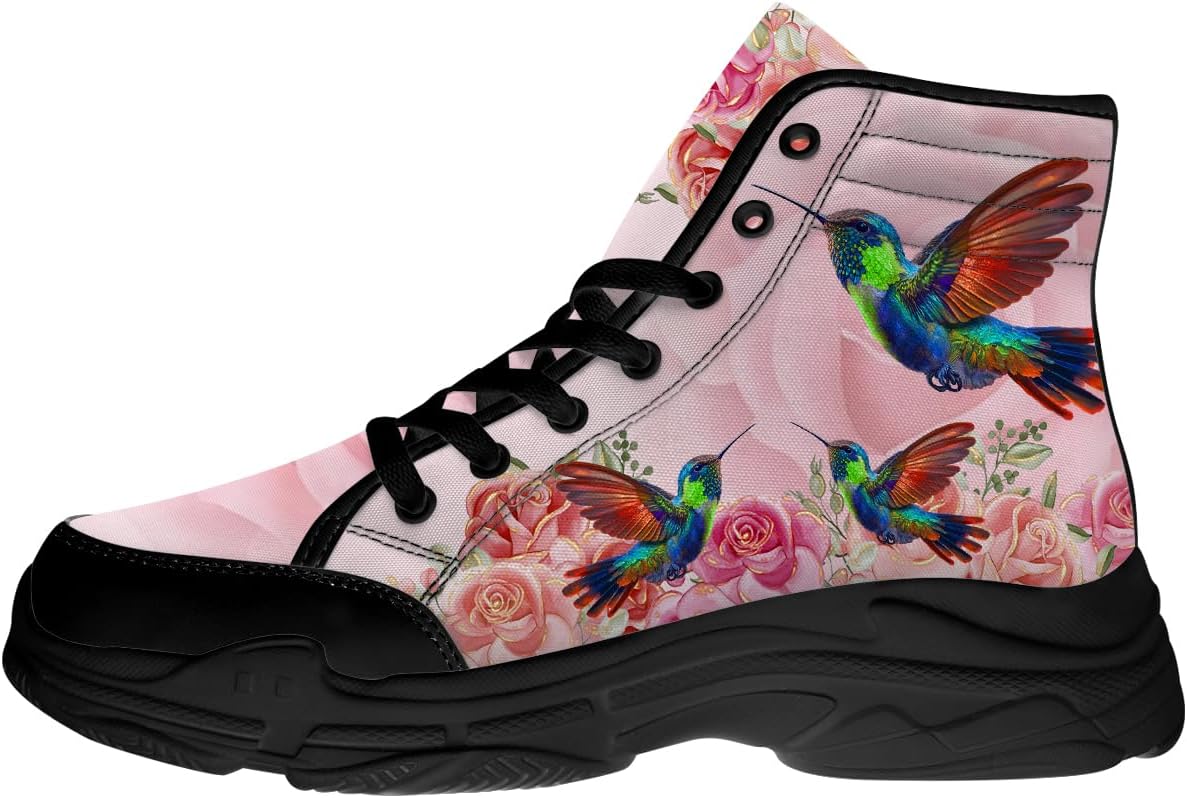

Кроссовки Quorax Hummingbird для женщин, высокие на шнуровке, из текстиля, подарок для мамы, 3108 Hummingbird Rose