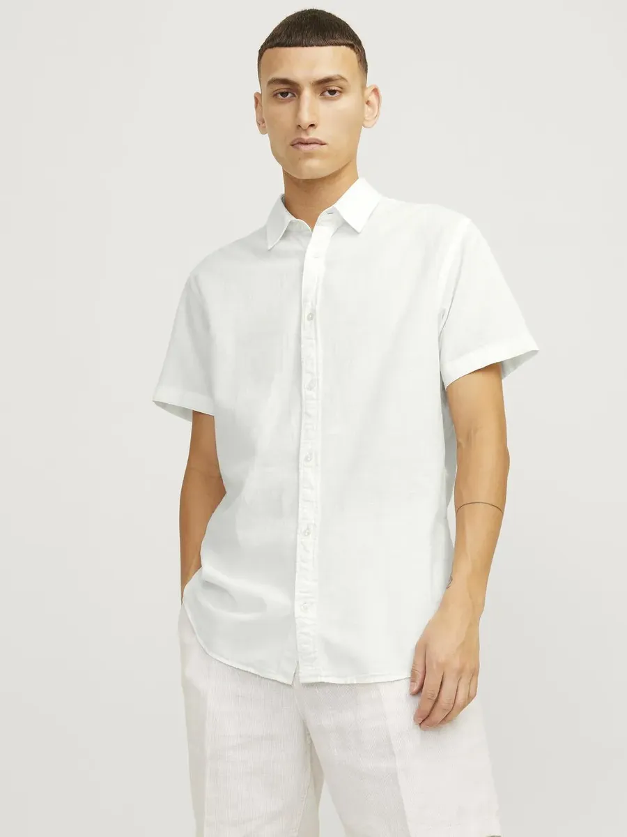

Рубашка с короткими рукавами Jack & Jones "JJELINEN BLEND SHIRT SS SN", белый