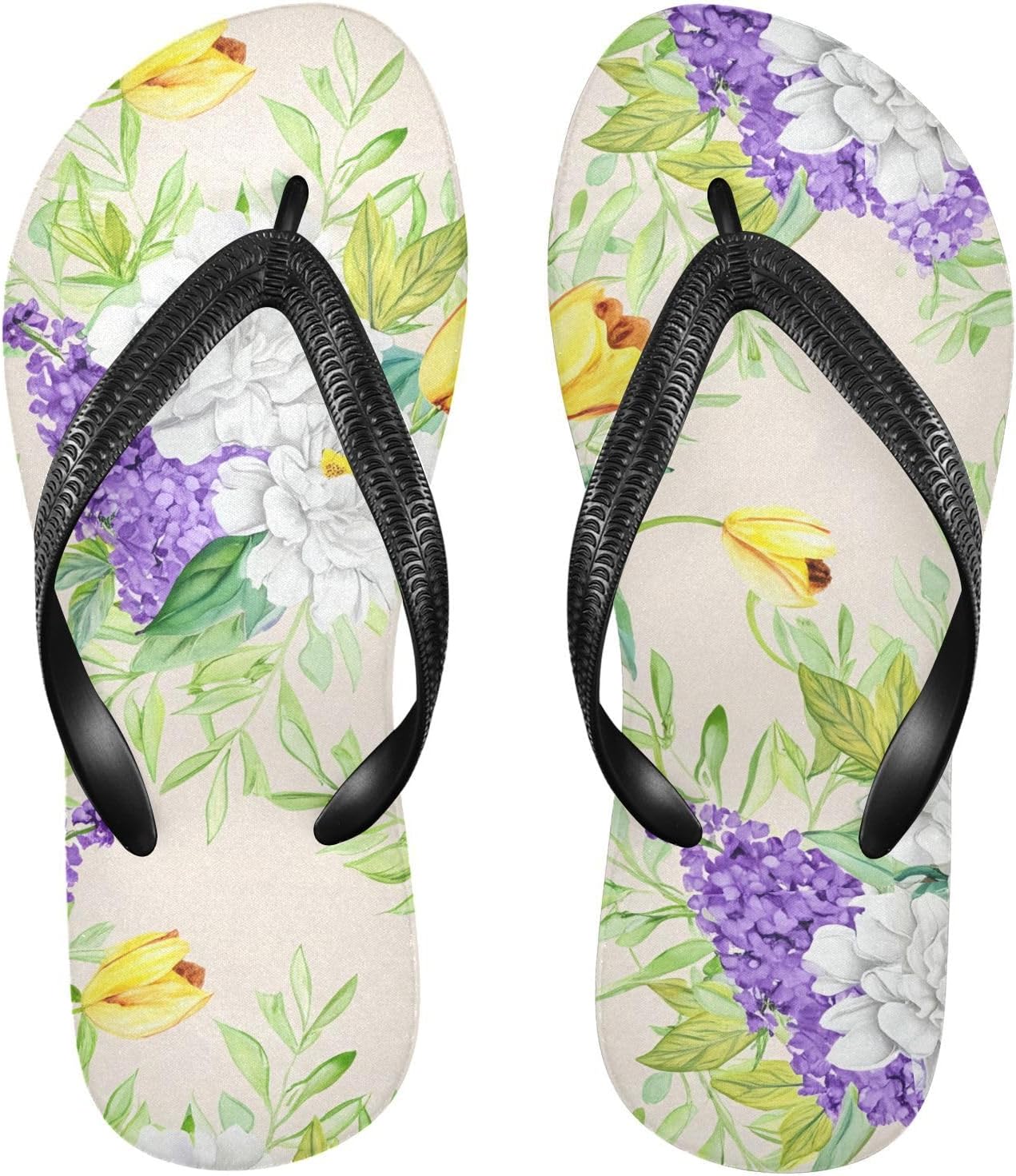 

Вьетнамки на пляж Peony Lilacs Beige, резиновые нескользящие летние шлепанцы для женщин и мужчин Sinestour