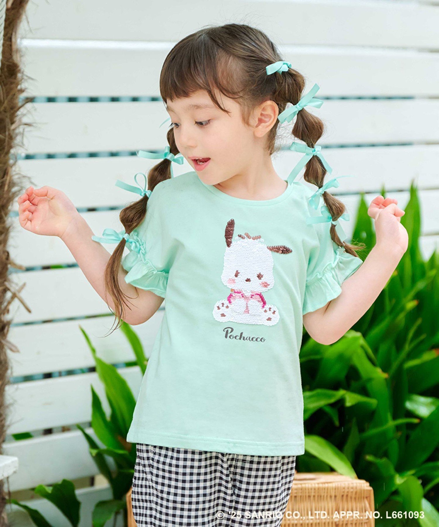 Футболка с пайетками Miracle Sequin ANY KIDS, Pochacco x Mint [062]