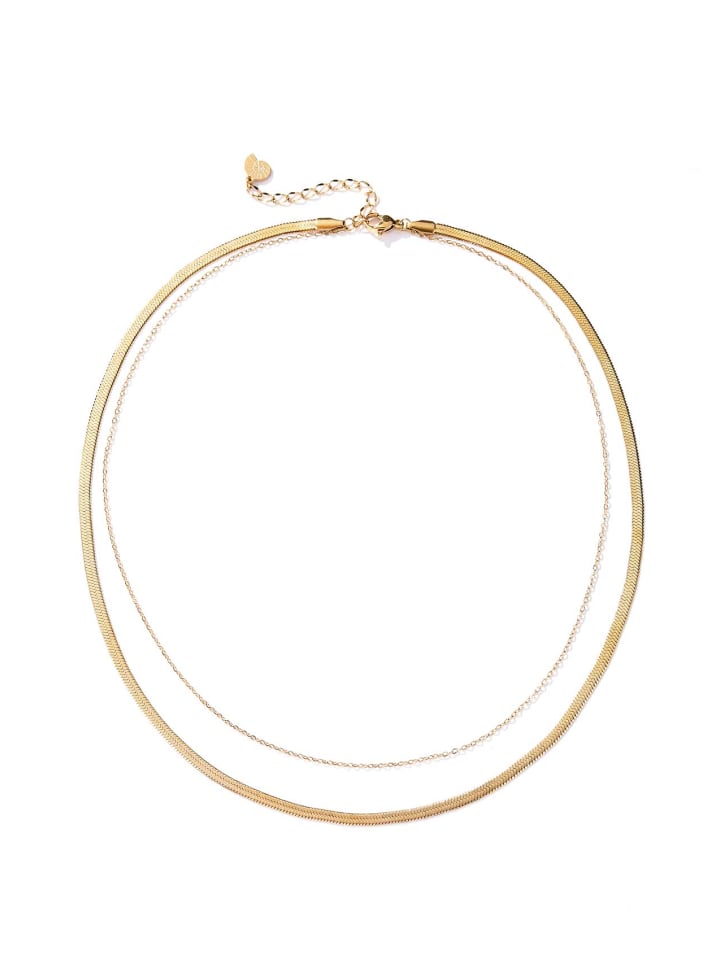 

Hey Happiness Позолоченное колье, двойной ряд, нержавеющая сталь с золотым покрытием