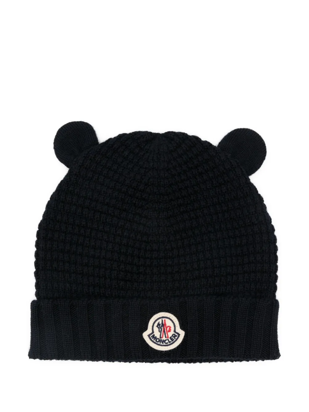 

Фактурная шапка бини с ушками Moncler Enfant, черный
