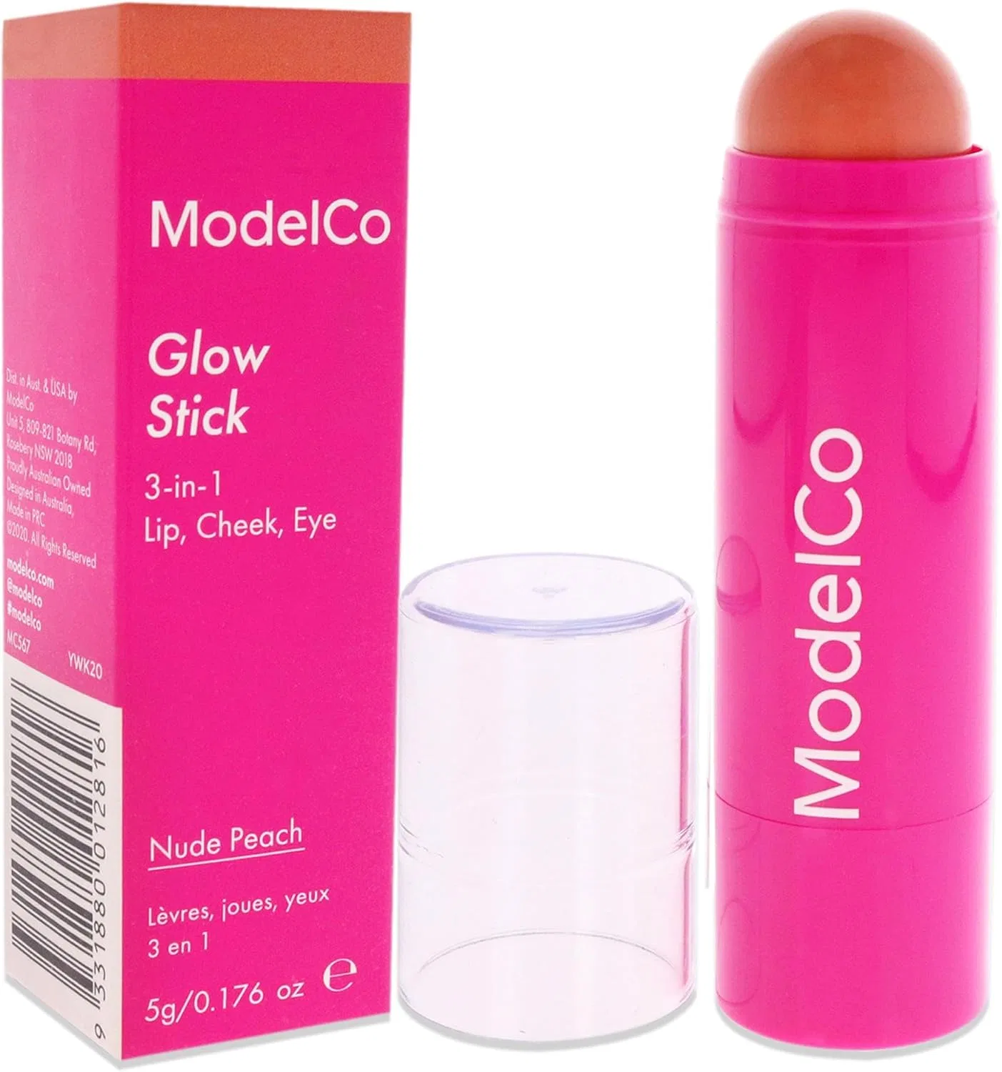 Стик для губ, щек и глаз 3-в-1 Glow Stick, ModelCo, нюдово-персиковый, 0.18 унции — фото 3