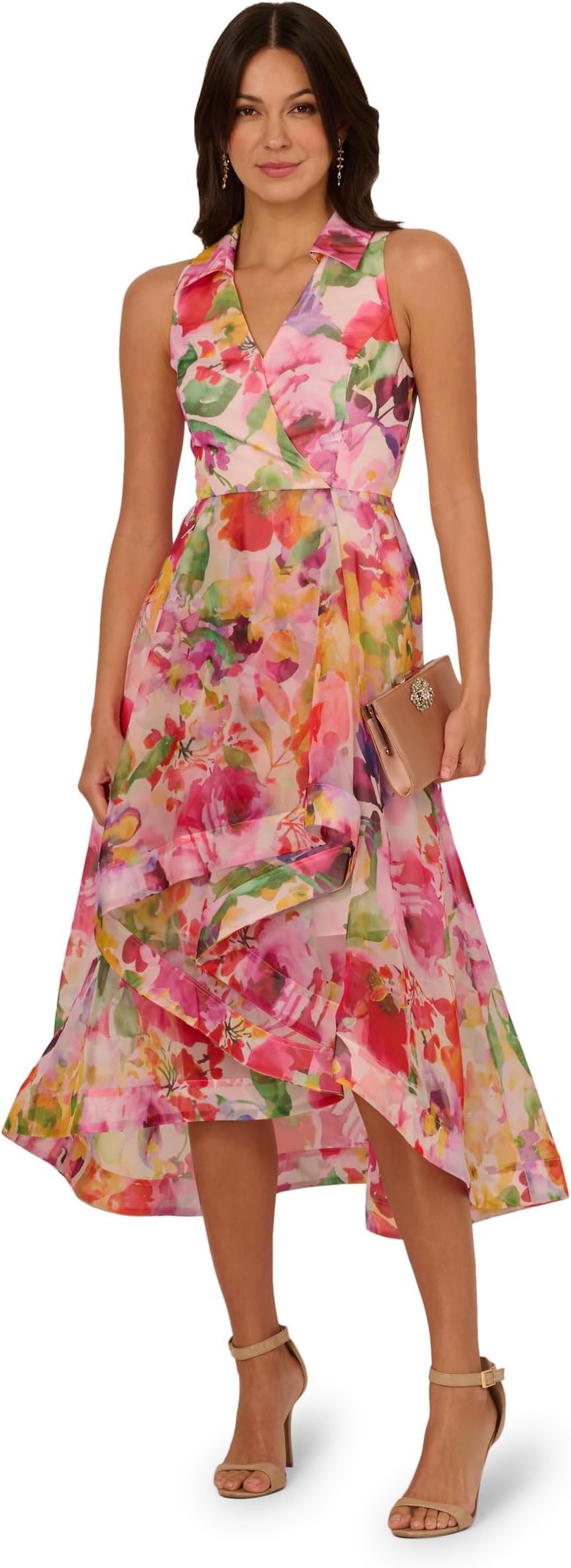 

Платье Adrianna Papell Printed High-Low Dress, цвет Pink Multi 1
