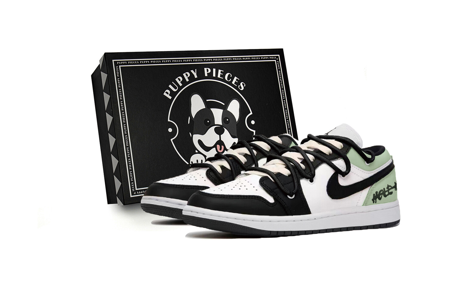 

Кроссовки Air Jordan 1 Vintage Basketball Shoes Women's Low-top Black/White/Green, зеленый