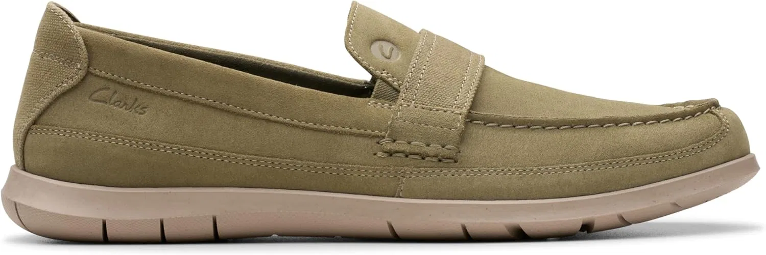 Лоферы Flexway, Clarks, оливковый замшевый