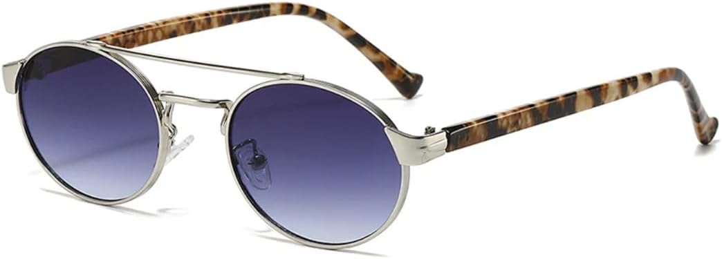 

Винтажные металлические солнцезащитные очки с двойной перемычкой, женские и мужские, овальные, в стиле панк, с градиентным покрытием, защита от УФ-излучения UV400 UATXTAU, Silver Gray Gradient