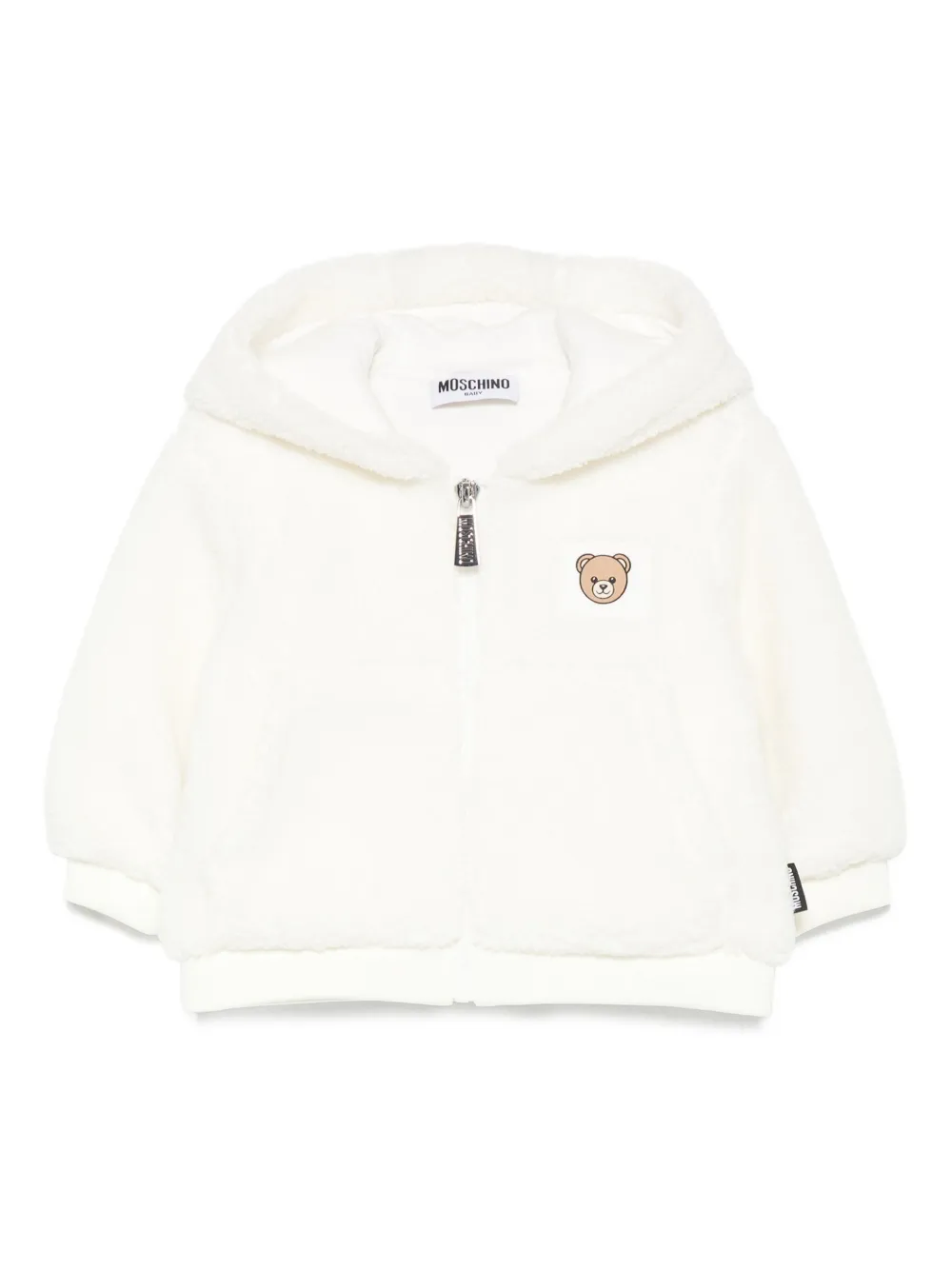 

Куртка с капюшоном, расшитая плюшевым мишкой Moschino Kids, белый
