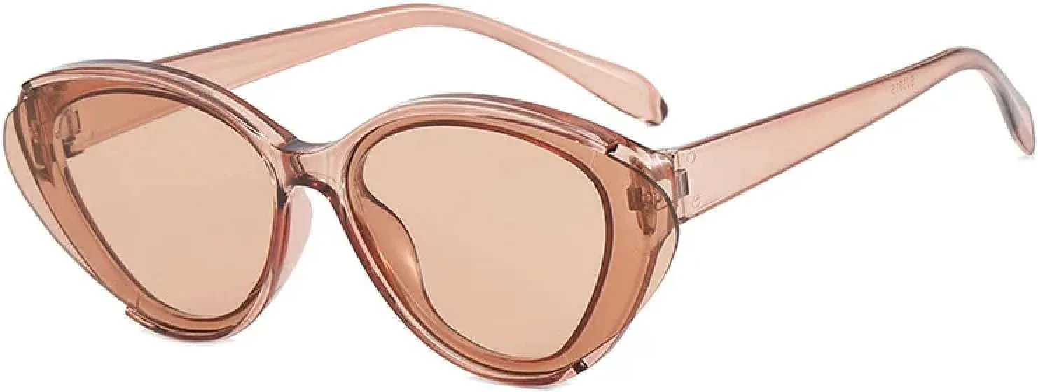 

Модные солнцезащитные очки «кошачий глаз» большого размера для женщин, ретро-очки, солнцезащитные очки UV400 для мужчин, градиентные круглые очки TKKTLLT, Brown-brown