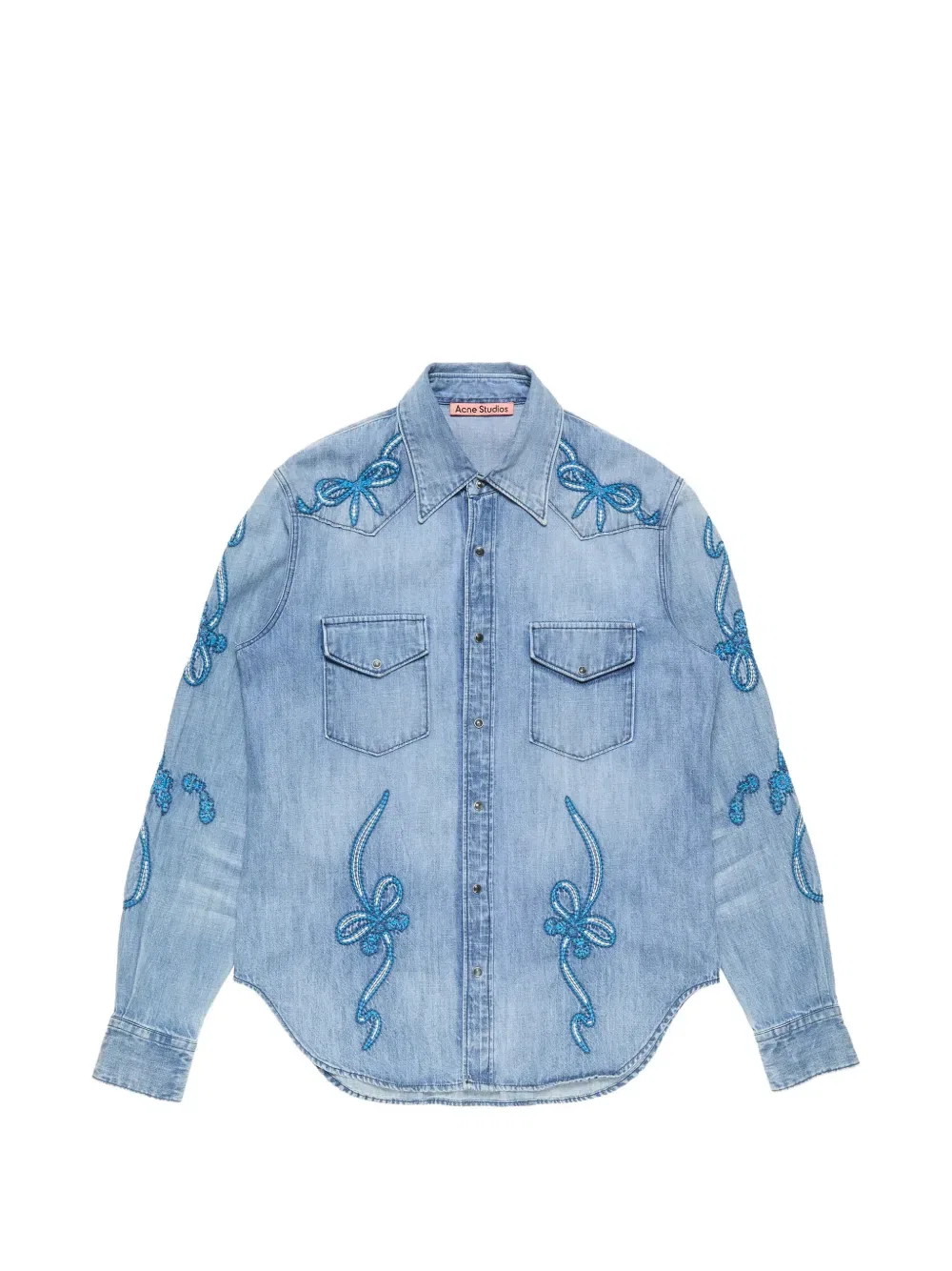 Рубашка с вышивкой Acne Studios, синий