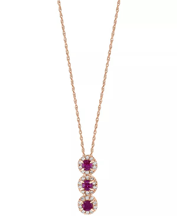 

Ожерелье с подвеской в виде тройного ореола из 14-каратного золота с изумрудом (1/6 карата) и бриллиантом (1/10 карата) длиной 18 дюймов Lali Jewels, ruby
