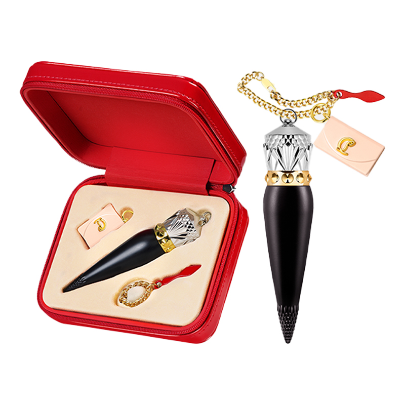 Christian Louboutin CL LUBOTING помада Queen's Baton кастомная упаковка мягкий матовый легко растушевывается матовая 005M+ короткая цепочка + розовая сумочка — фото 3