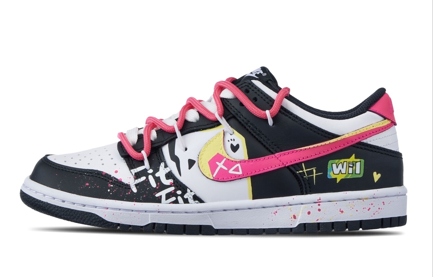 

Кроссовки Nike Dunk Skateboard Shoes Women's Low-Top Black Pink, черный/розовый