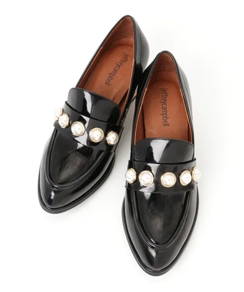 Женские лоферы с жемчужным каблуком Jeffrey Campbell чёрные — фото 4