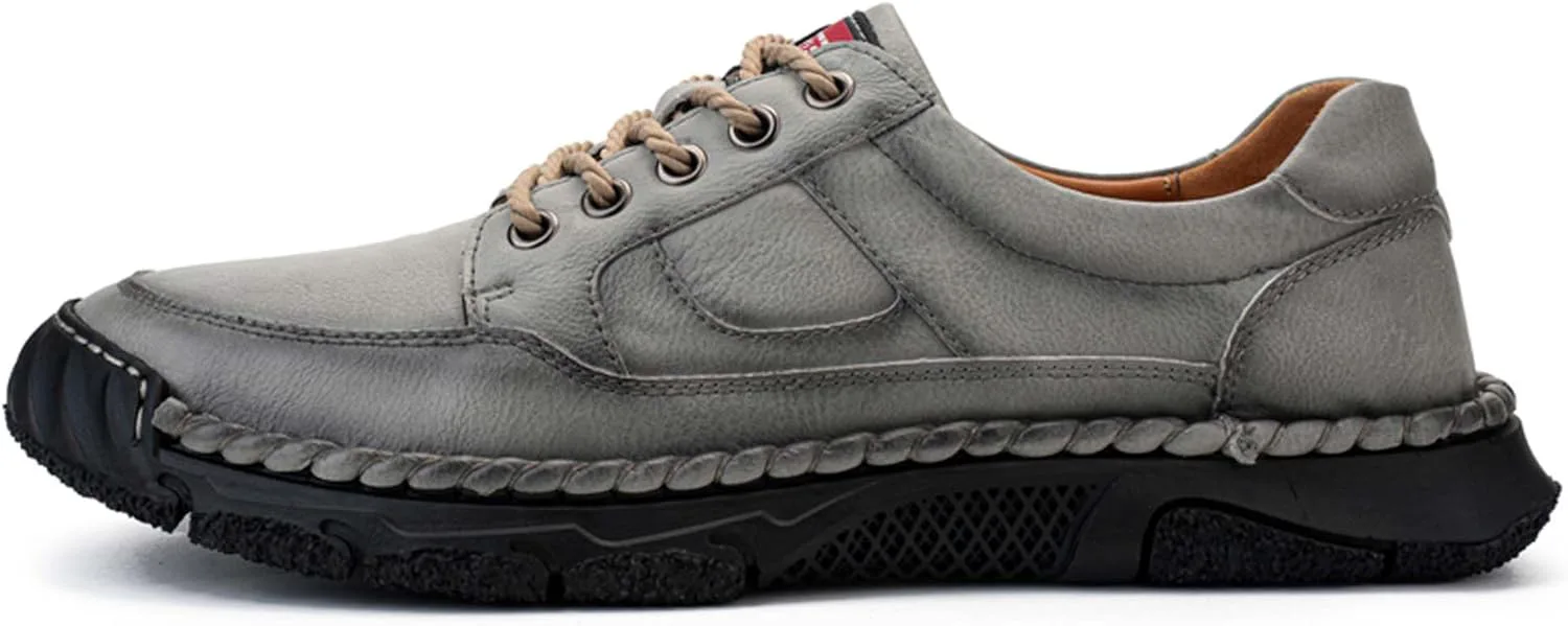 

Мужские премиальные кожаные кроссовки, повседневная кожаная обувь, ручная прошивка, защита носка, обувь для ходьбы, обувь для вождения, уличные кроссовки, удобные, мягкие, противоскользящие Vtiao, серый